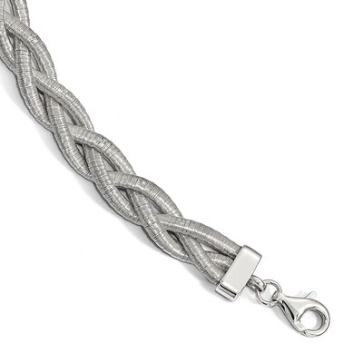 Leslie&#39;s Braided with 1 inch Extender Bracelet 7 Inch Sterling Silver Rhodium-plated HB-QLF748-7, M…