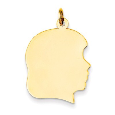 Plain Large .009 Gauge Facing Right Engravable Girl Head Charm 14k Gold XM117/09, MPN: XM117/09, 88…