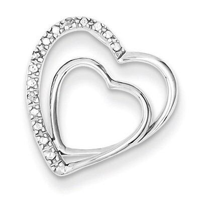Double Heart Pendant Sterling Silver Rhodium-plated Diamond QP3285, MPN: QP3285, 883957359557