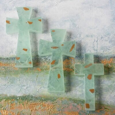 Annieglass Elements Cross Green with Gold CR105, MPN: CR105, UPC: