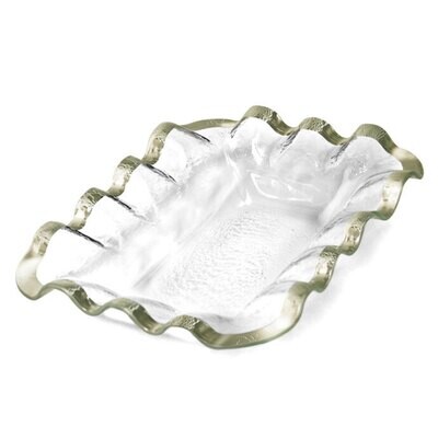 Annieglass Ruffle Platinum Bread Basket 10 3/4 x 13 1/2 Inch, MPN: P208, UPC: