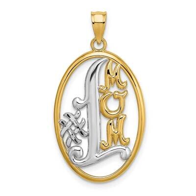 #1 Mom In Oval Frame Charm 14k Gold Rhodium K9417, MPN: K9417, 637218135776