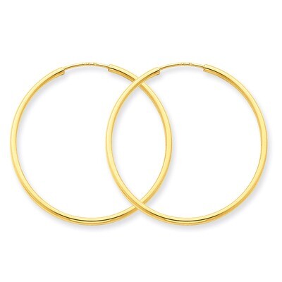 1.5mm Polished Round Endless Hoop Earrings 14k Gold XY1162, MPN: XY1162, 883957299471
