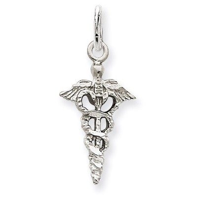 3-D Caduceus Charm 14k White Gold WCH56, MPN: WCH56, 886774119878