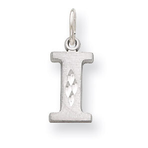 Diamond-cut Initial I Charm 14k White Gold Solid Satin D1282I, MPN: D1282I, 883957862958