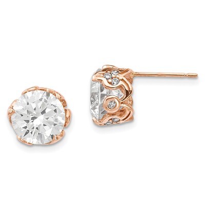 CZ Post Earrings 10k Rose Gold Polished 10YC384R, MPN: 10YC384R, 191101021985