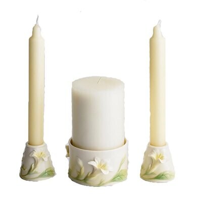 Franz Porcelain Garden Blessing Wedding Candleholders Set 3 FZ01131, MPN: FZ01131,