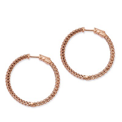 Rose IP-plated Diamond In and Out Hinged Hoop Earrings Sterling Silver QE7982P, MPN: QE7982P, 88677…