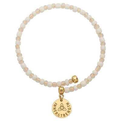 Nikki Lissoni Spiral Bead Bangle Gold-plated with Transparant White Beads In 19cm B1137G19, MPN: B1…