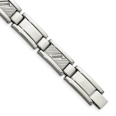 Textured &amp; Polished Diamonds 8.5 Inch Bracelet Stainless Steel SRB923-8.5 by Chisel, MPN: SRB923-8.…