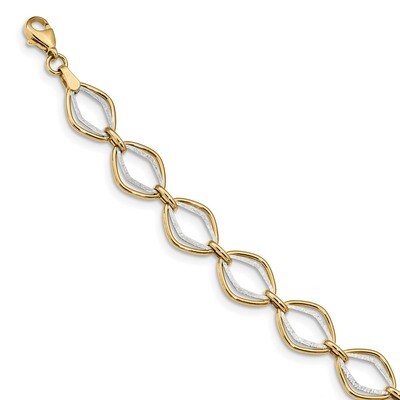 7.5 Inch Polished and Textured Ovals Bracelet 14k Two-Tone Gold SF2372-7.5, MPN: SF2372-7.5, 191101…