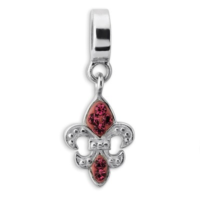 Red Swarovski Elements Fleur De Lis Dangle Bead - Sterling Silver QRS1943, MPN: QRS1943, 8839573113…