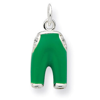 CZ Green Enameled Pants Charm Sterling Silver QC7069