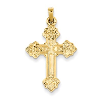 Budded Hollow Cross Pendant 14k Gold XR215, MPN: XR215, 883957450483