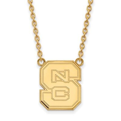 North Carolina State University Large Pendant with Chain Necklace Gold-plated Silver GP016NCS-18, M…