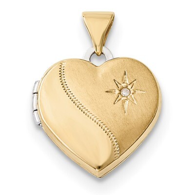 15mm Reversible Diamond Heart Locket 14k Two-Tone Gold XL691, MPN: XL691, 191101368127