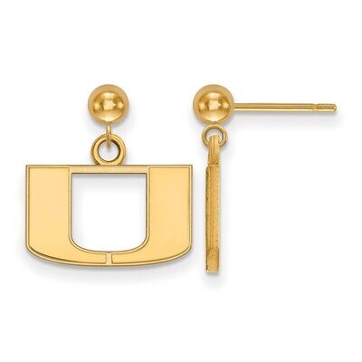 University of Miami Earring Dangle Ball 14k Yellow Gold 4Y010UMF, MPN: 4Y010UMF, 886774870595