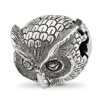 Antiqued Owl Hinged Bead Sterling Silver QRS4306, MPN: QRS4306,