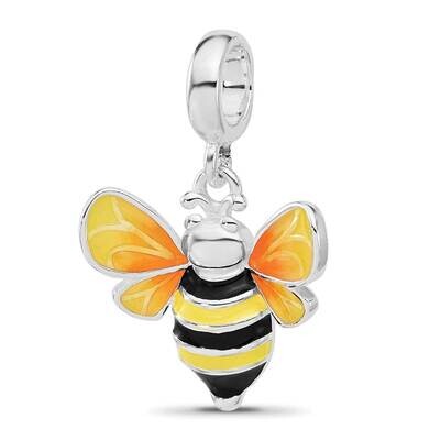 Enamel BumbleBee Dangle Bead Sterling Silver Rhodium-plated QRS4460, MPN: QRS4460,