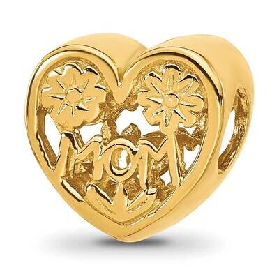 Gold-plated Floral Mom Heart Bead Sterling Silver QRS2450GP, MPN: QRS2450GP,