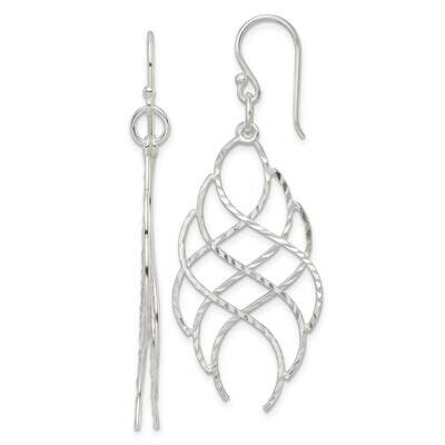 Diamond-Cut Wavy Criss Cross Dangle Earrings Sterling Silver Polished QE16078, MPN: QE16078, 196904…