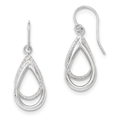 Shepherd Hook Earrings 14k White Gold Polished and Textured TF547, MPN: TF547, 191101360305