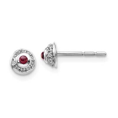 Cabochon Garnet Earrings 14k White Gold Diamond EM4030-GA-008-WA, MPN: EM4030-GA-008-WA, 1911018371…