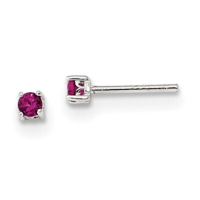 3mm Round Created Ruby Post Earrings Sterling Silver QBE25JUL, MPN: QBE25JUL, 883957178875
