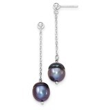 10mm Cultured Pearl Dangle Post Earrings Sterling Silver QE9340, MPN: QE9340, 883957519807