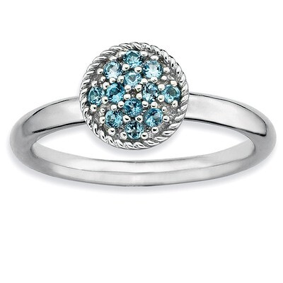 Blue Topaz Rhodium Ring - Sterling Silver QSK318, MPN: QSK318, 883957282961