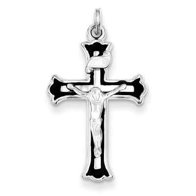 Enameled INRI Crucifix Charm Sterling Silver QC3423, MPN: QC3423, 883957283562