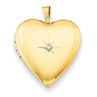 Heart Locket Gold Plated Sterling Silver &amp; Diamond 20mm QLS370, MPN: QLS370, 883957545561