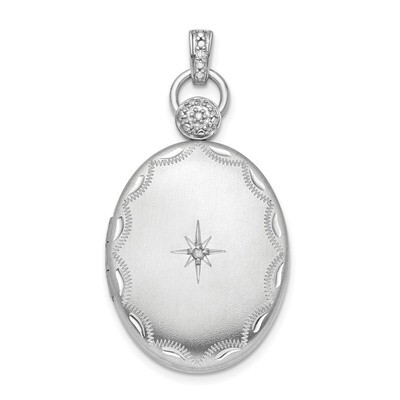 26mm Diamond Accented Diamond-cut Locket Sterling Silver Rhodium QLS853, MPN: QLS853, 886774116020