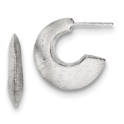 Satin Finish Post Hoop Earrings Sterling Silver QE8592