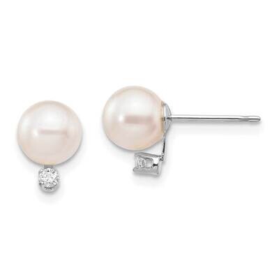 6-7mm Round White .06Ct. Diamond Earrings 14k White Gold XFW474E, MPN: XFW474E, 191101800115