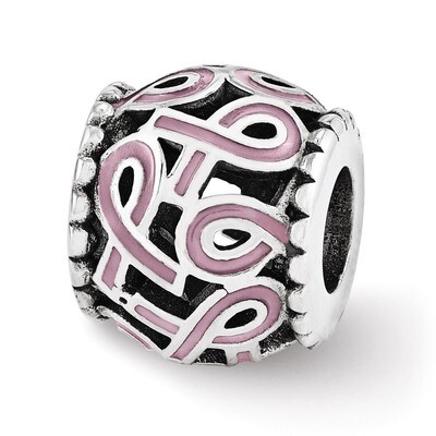 Pink Enamel Awareness Filigree Bead - Sterling Silver QRS3530, MPN: QRS3530, 886774964485