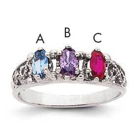 3 Genuine Stone Family Ring 14k White Gold XMRW52/3GY, MPN: XMRW52/3GY, 883957165448