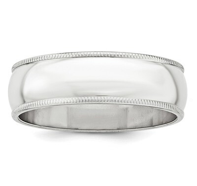 8mm Half Round Milgrain Band Sterling Silver QWM080 Engravable, MPN: QWM080, 883957260716