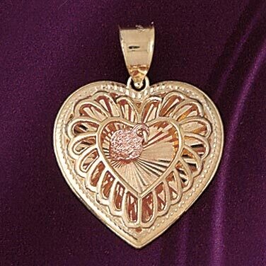 Dazzlers Jewelry Heart Pendant Necklace Charm Bracelet in Yellow, White or Rose Gold 7163, MPN: DZ-…