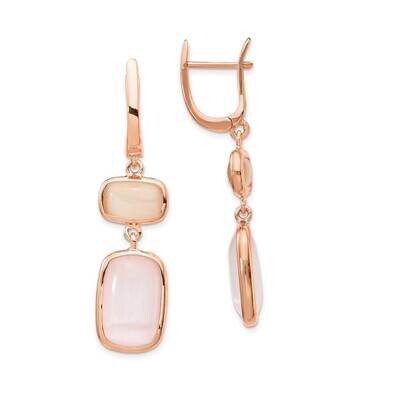 Created Pink Cat&#39;s Eye Leverback Earrings Sterling Silver Rose-tone QE14419, MPN: QE14419, 88395783…