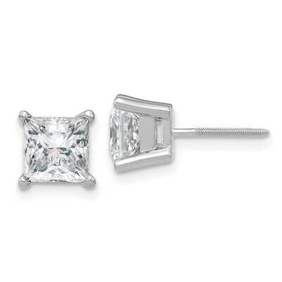 3ct. 6.5mm Princess G H I True Light Moissanite Earrings 14k White Gold WG365-13MT, MPN: WG365-13MT…