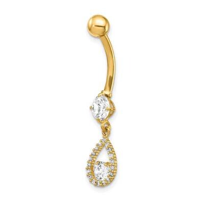 Teardrop Dangle Belly Ring 14k Gold CZ Diamond BD155, MPN: BD155, 883957935287