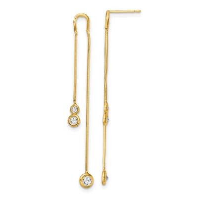 CZ Diamond Double Chain Dangle Post Earrings 14K Yellow Gold Polished YE1930, MPN: YE1930, 19110179…