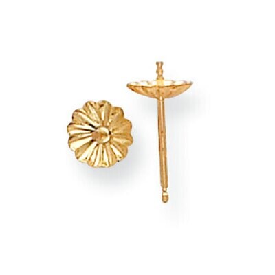 4.5mm Scalloped Pearl Cup with Peg Earring Mounting 14k Yellow Gold YG2660, MPN: YG2660,