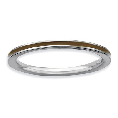 Brown Enameled 1.5mm Ring - Sterling Silver QSK137, MPN: QSK137, 886774211039