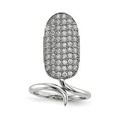 CZ Diamond Adjustable Fingernail Ring Sterling Silver Rhodium-plated QR6688, MPN: QR6688, 886774096…