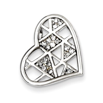 Sterling Silver Rhodium Plated Diamond Heart Slide QP2800