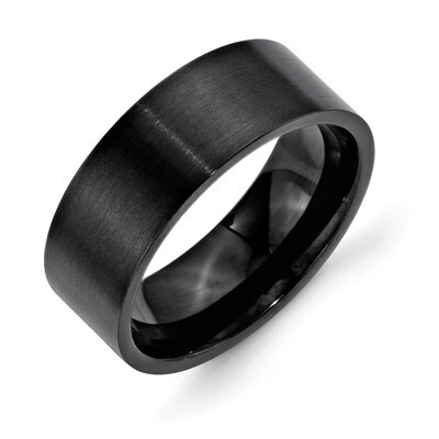 8mm Black IP-plated Brushed Flat Band - Stainless Steel SR330 by Chisel, MPN: SR330, 883957534435