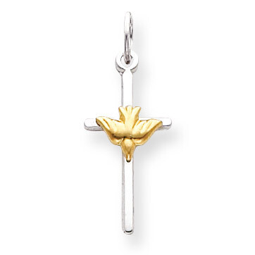 Vermeil Dove Cross Charm Sterling Silver QC3330, MPN: QC3330, 886774107509