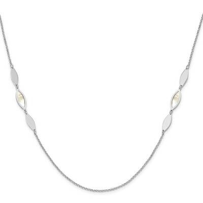 Sterling Silver Marquise MOP Station Necklace-36-RH J355299180000